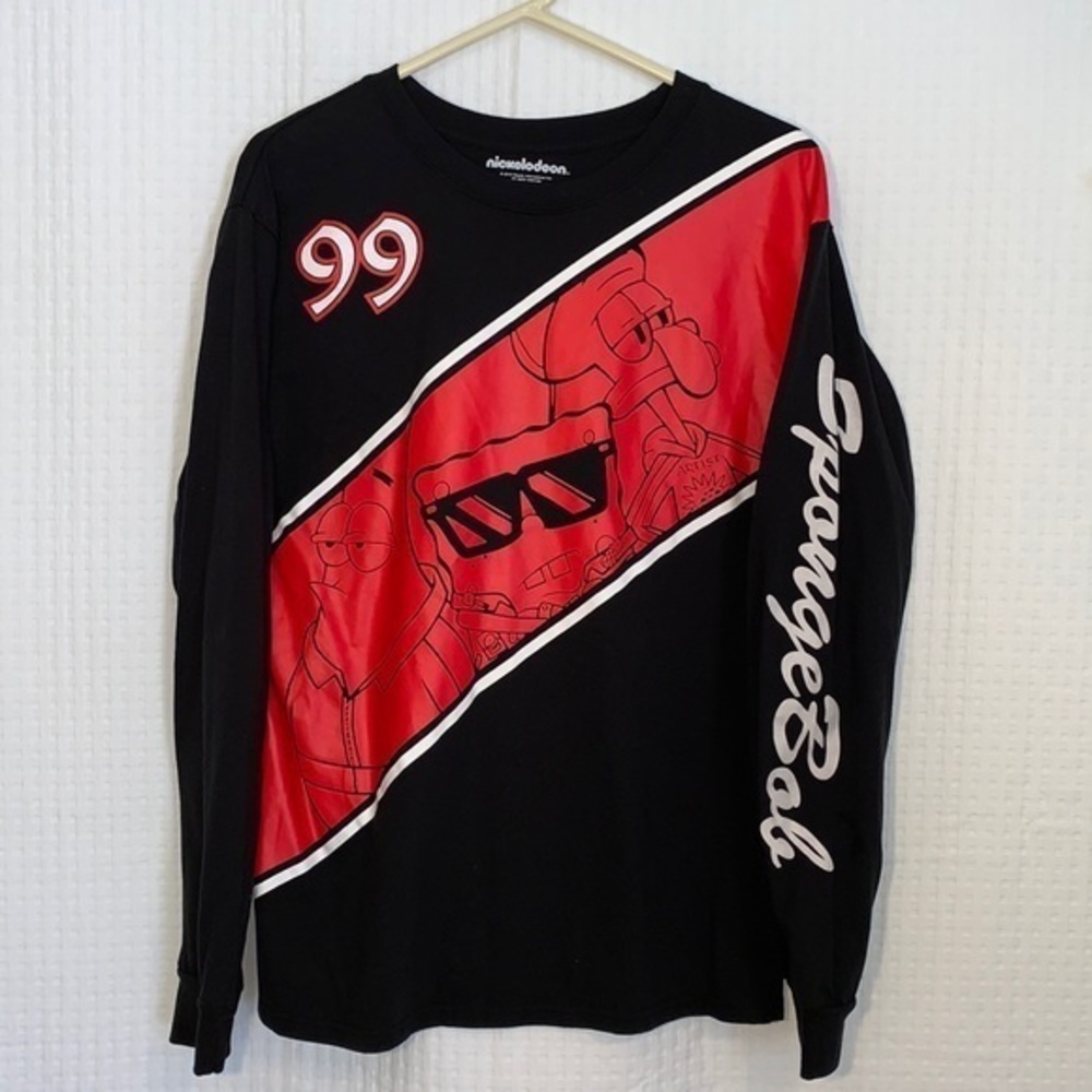 SpongeBob‎ SquarePants Nickelodeon black long sleeve t-shirt.  Size Large.  EUC